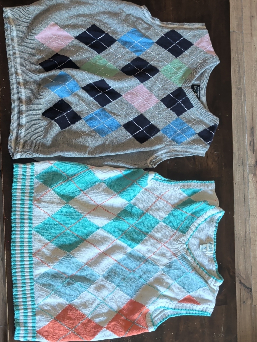 Children's Argyle Sweater Vests - Pastel Blue/Gray - Boys 7/8